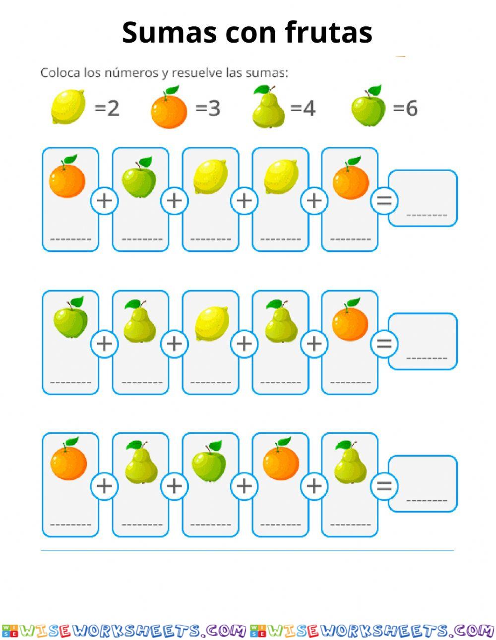 Sumas con frutas