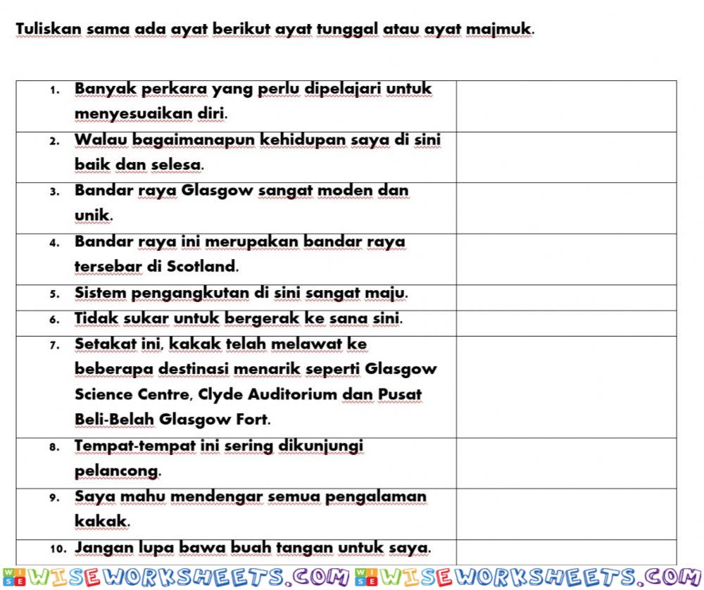 Ayat Tunggal dan Ayat Majmuk