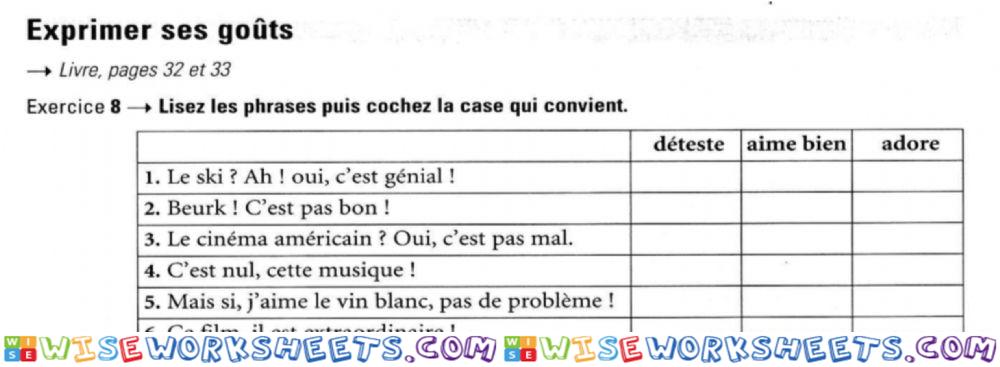 Exprimer ses goûts