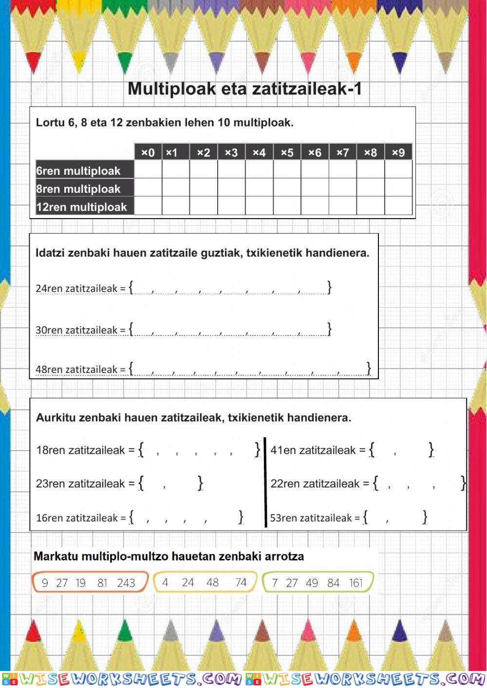 Multiploak eta zatitzaileak-1