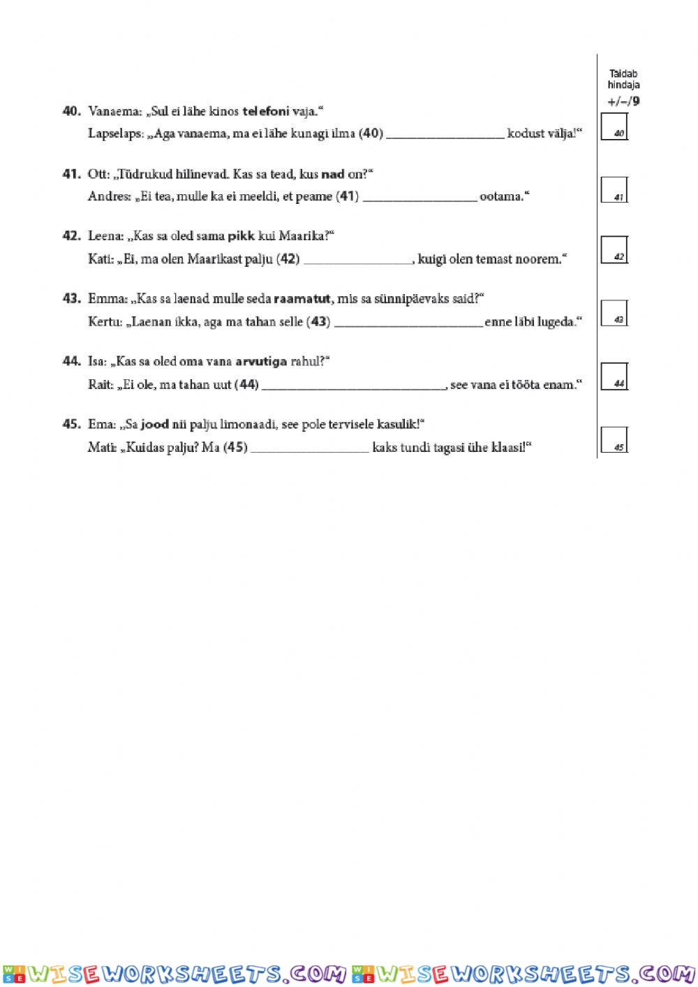 worksheet