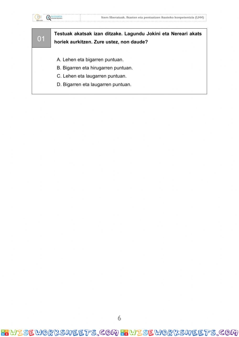 worksheet