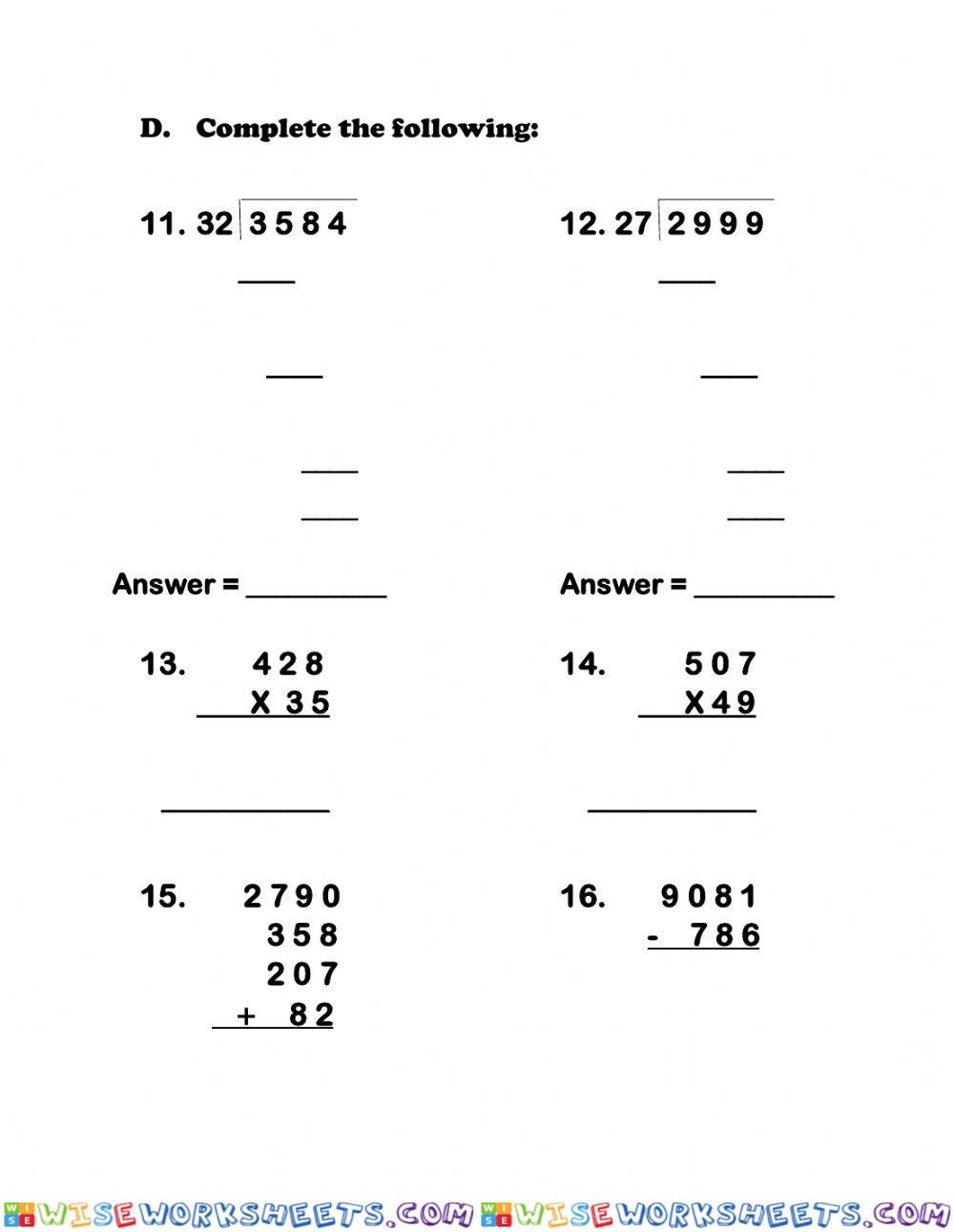 worksheet