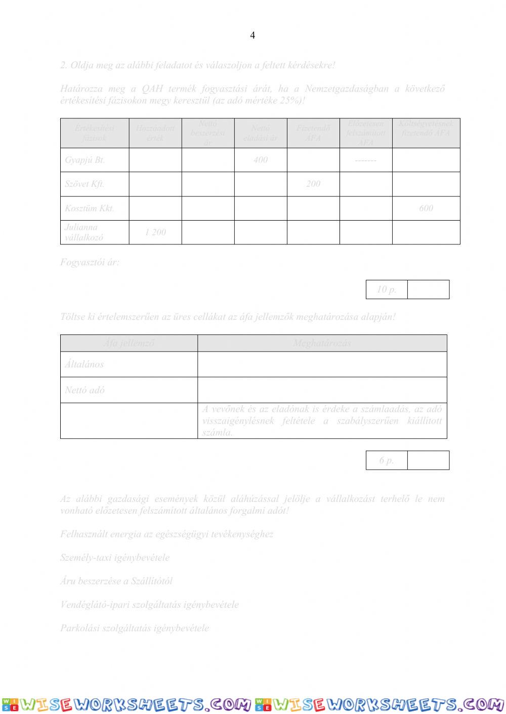 worksheet