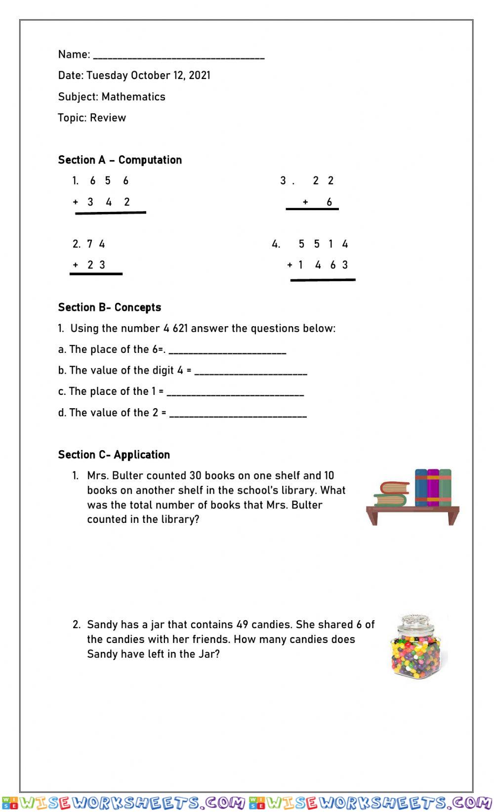 Place Value & Addition Review