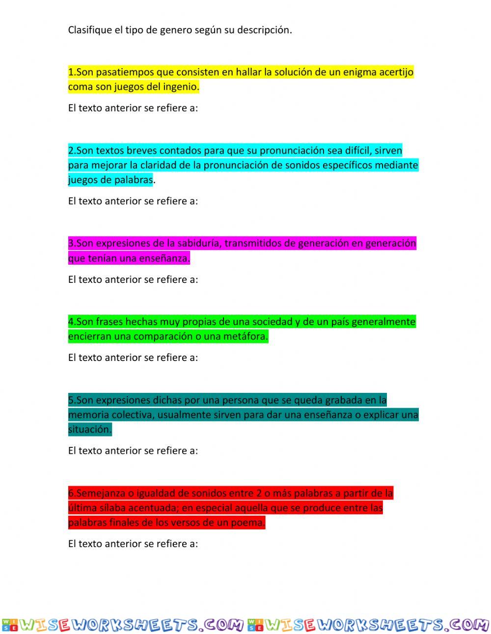 Clasificacion de géneros literario