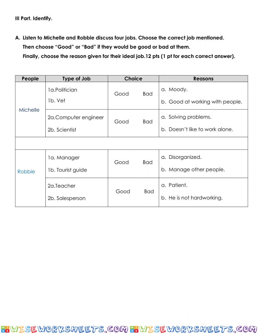 worksheet