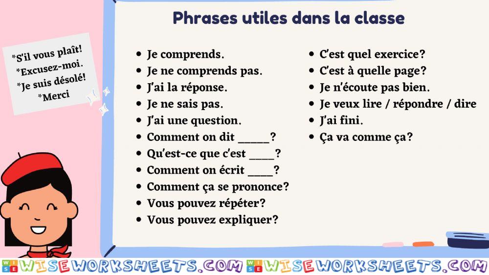 Phrases dans la classe