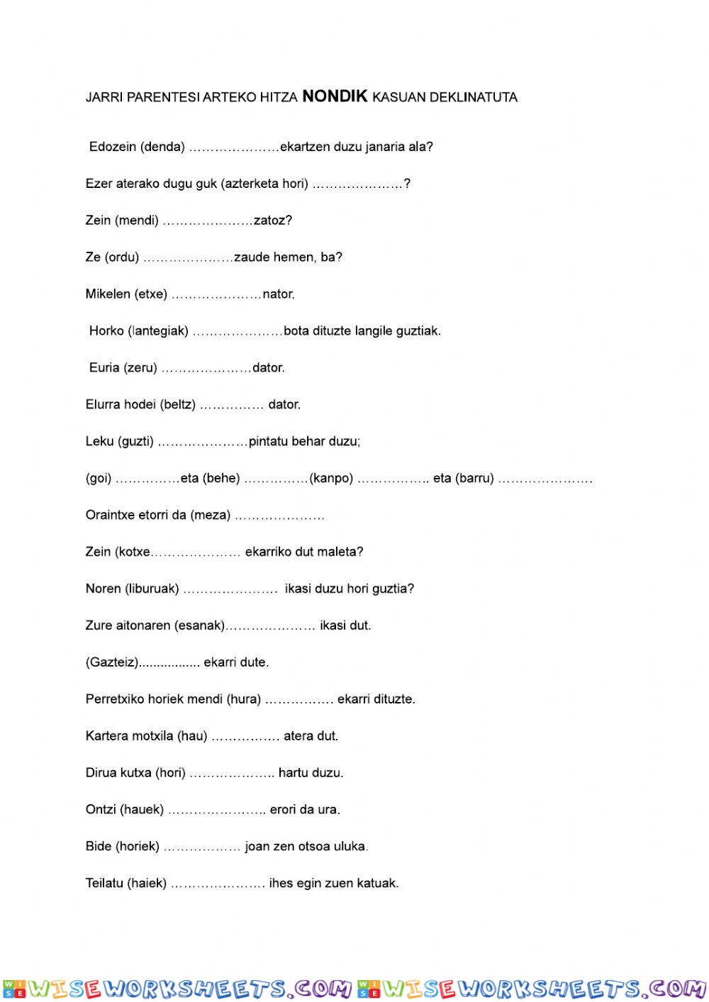 worksheet