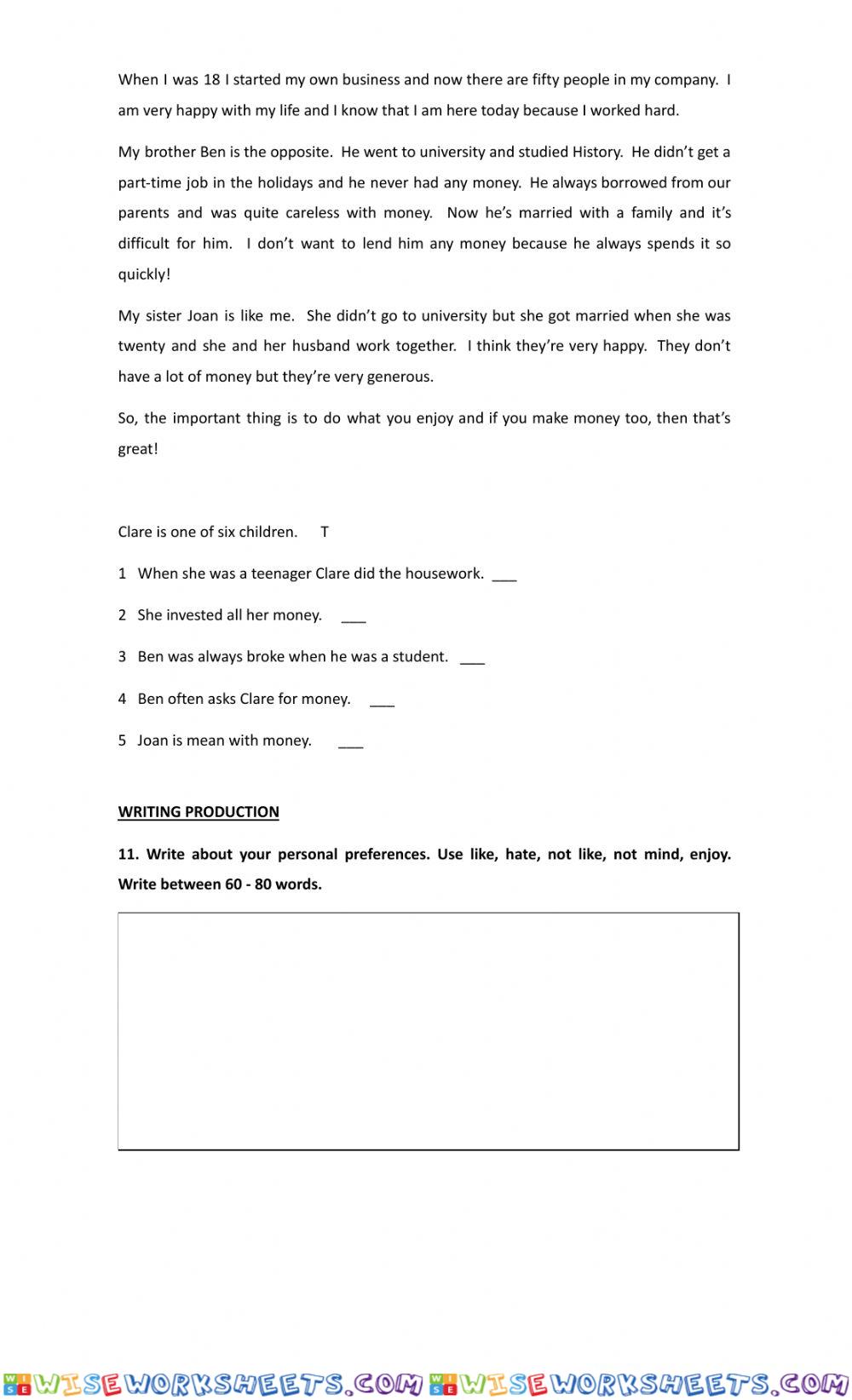 worksheet