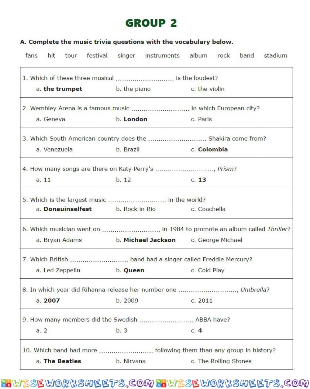 Music Trivia group 2