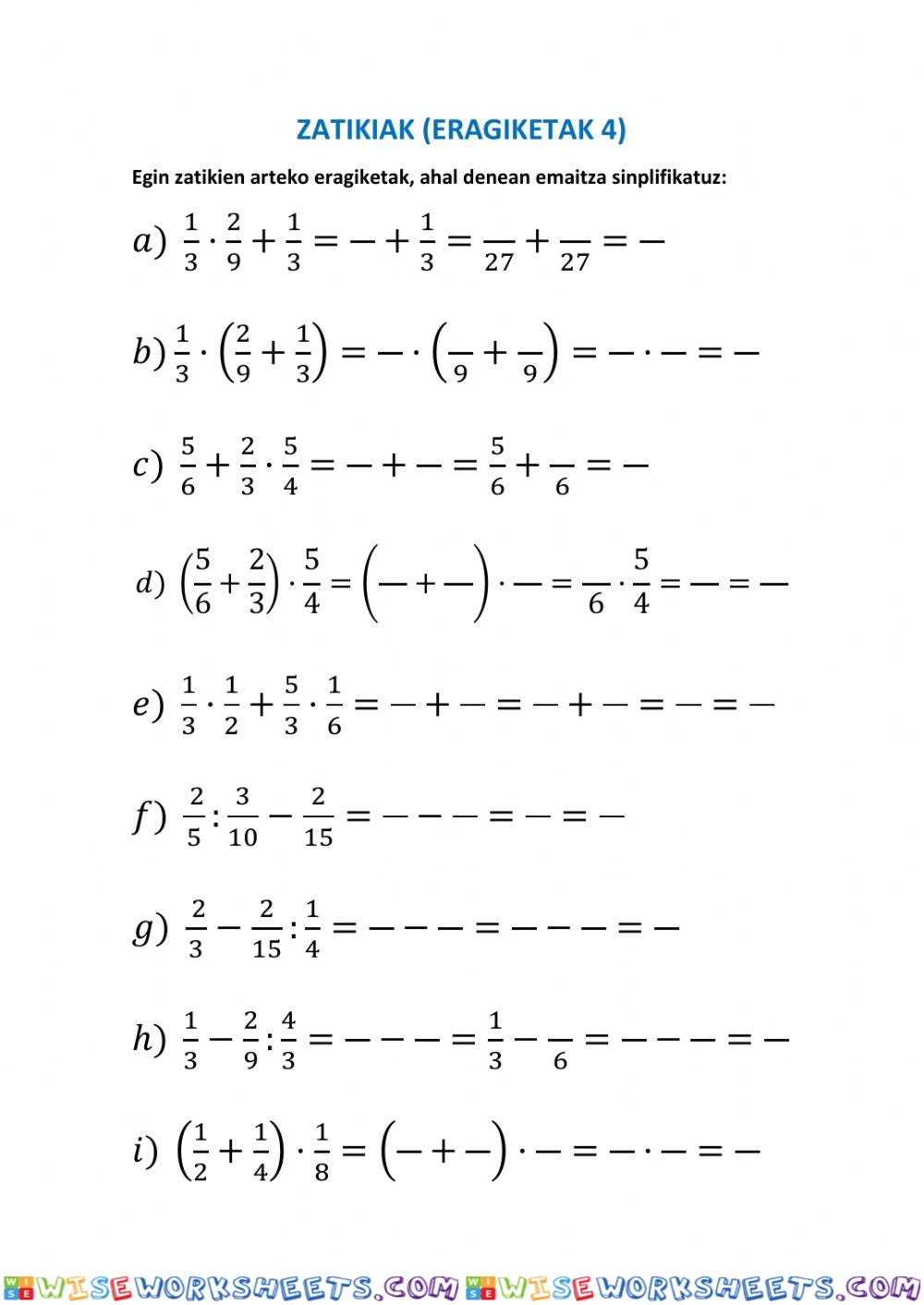 Zatikiak (Eragiketak 4)