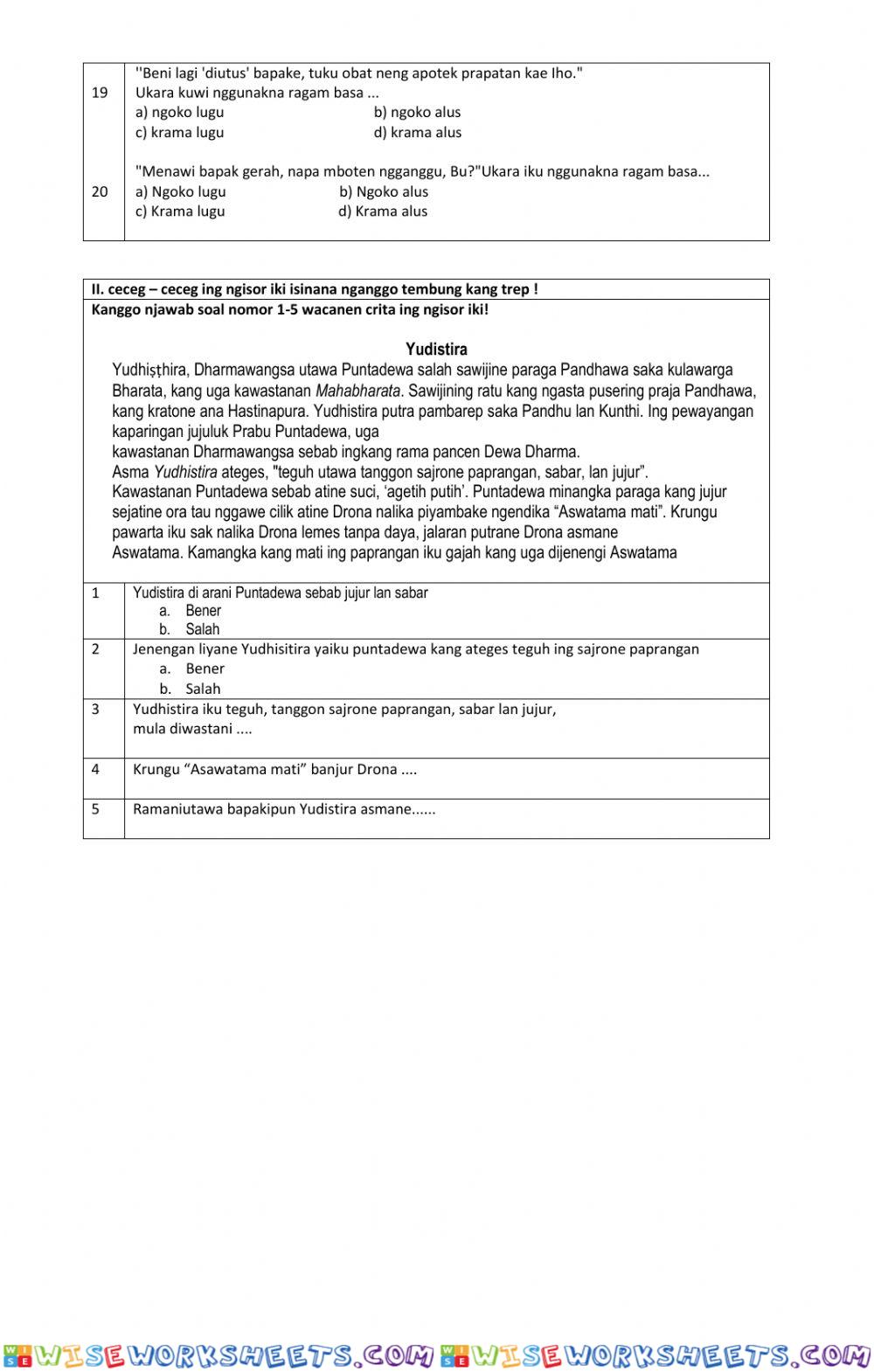 worksheet