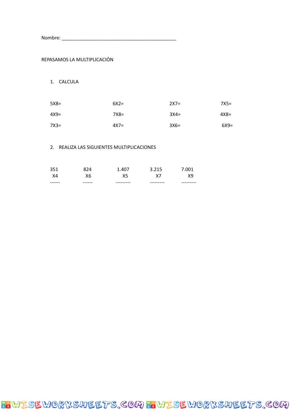 Practicamos multiplicaciones