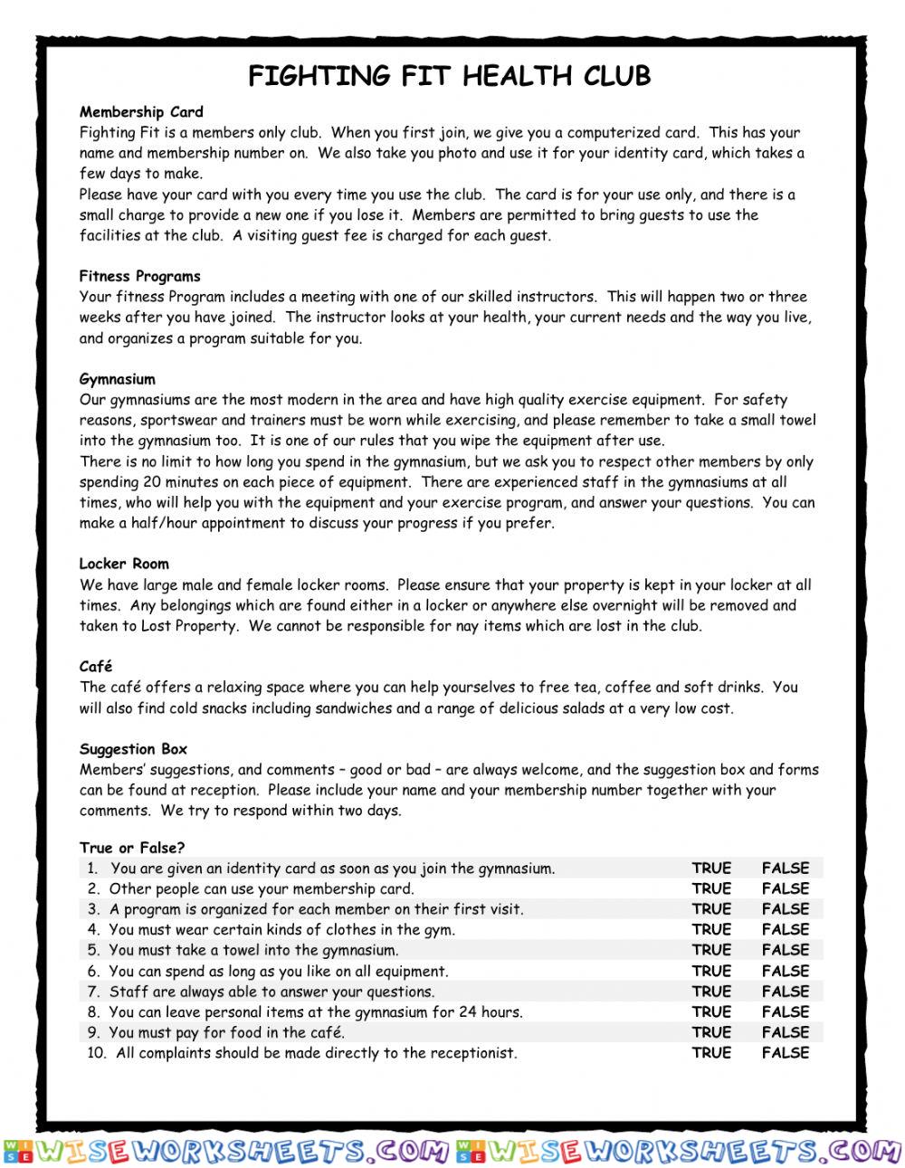 Health Club Reader for PET
