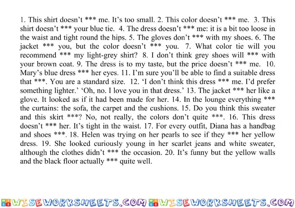 Grammar rule - suit  fit match