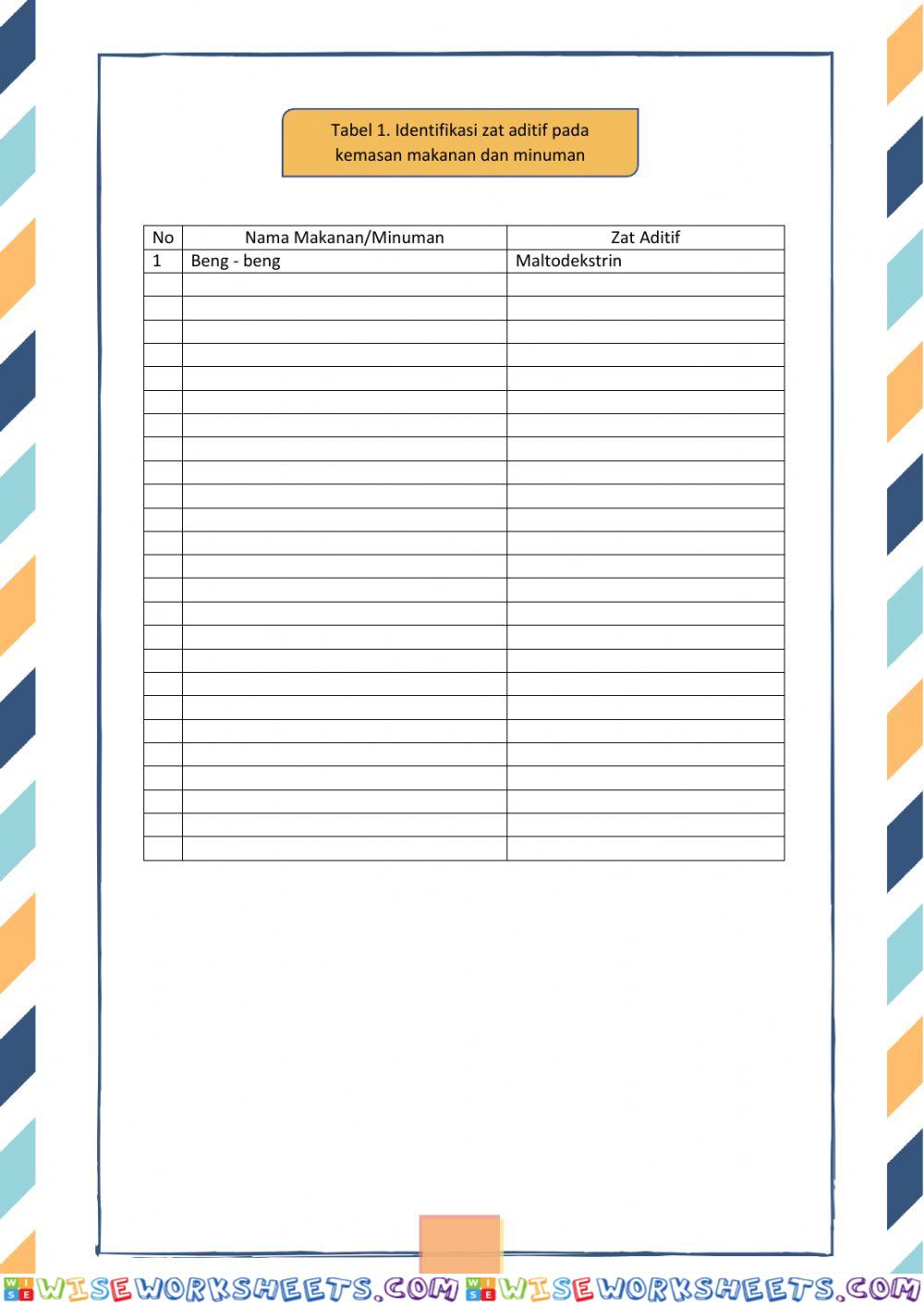 worksheet