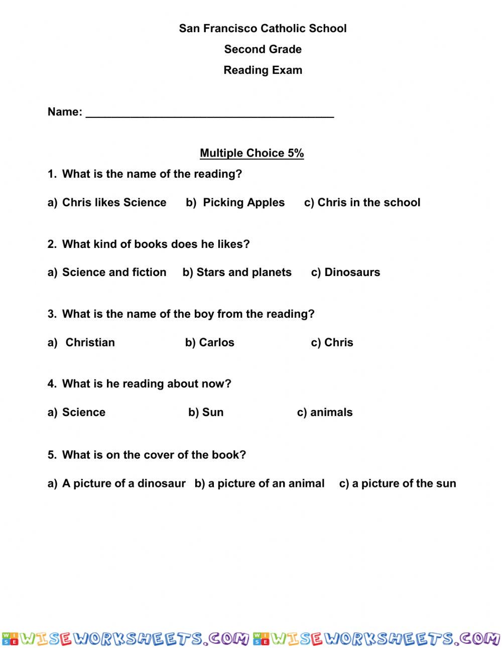 Reading exam