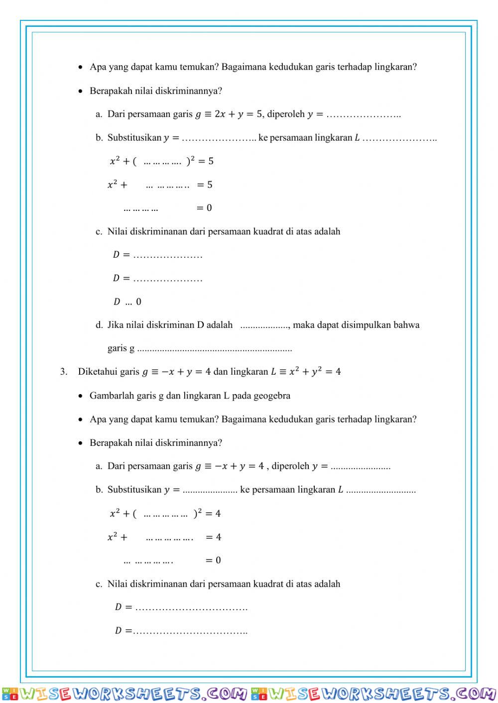 worksheet