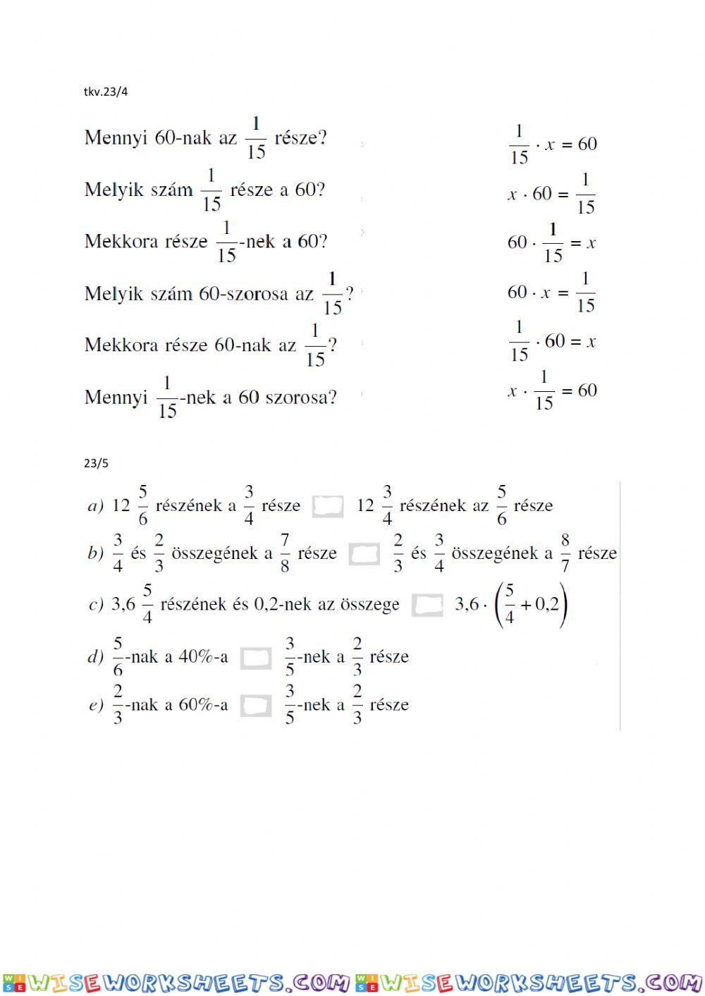 Műveletek a racionális számok körében, ofi tkv 23-4,5