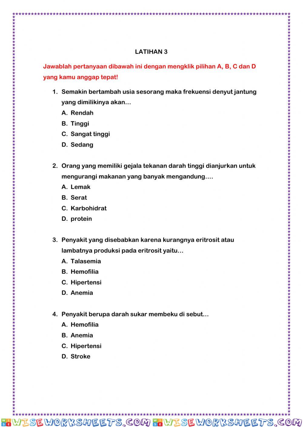 LATIHAN 3 Sistem Peredaran Darah