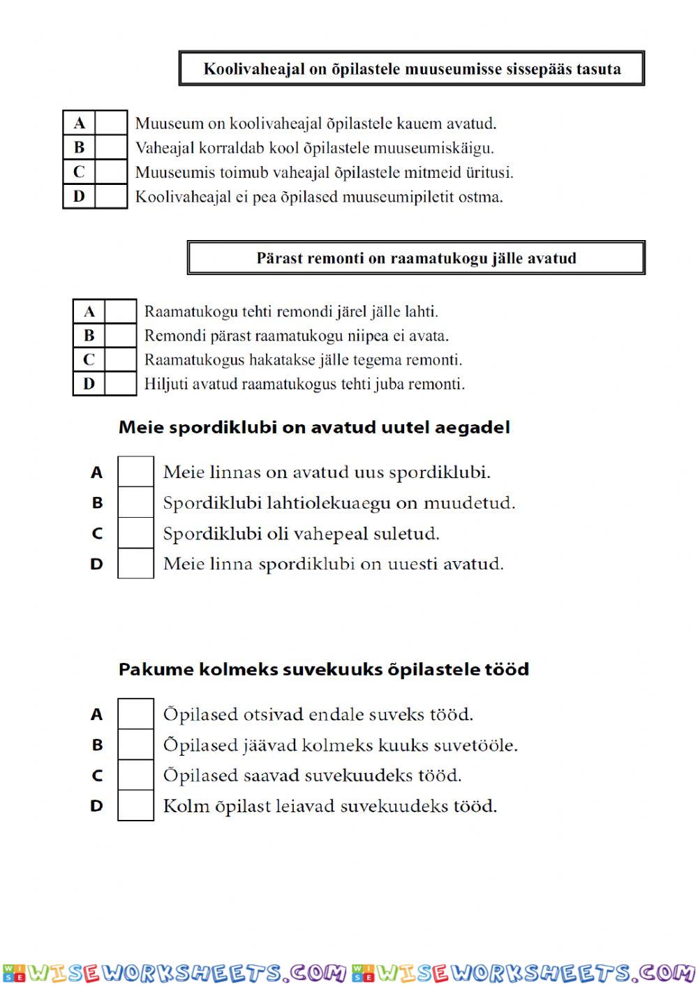 worksheet