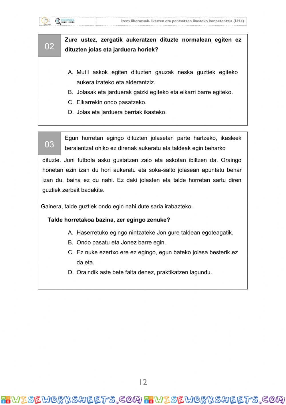 worksheet