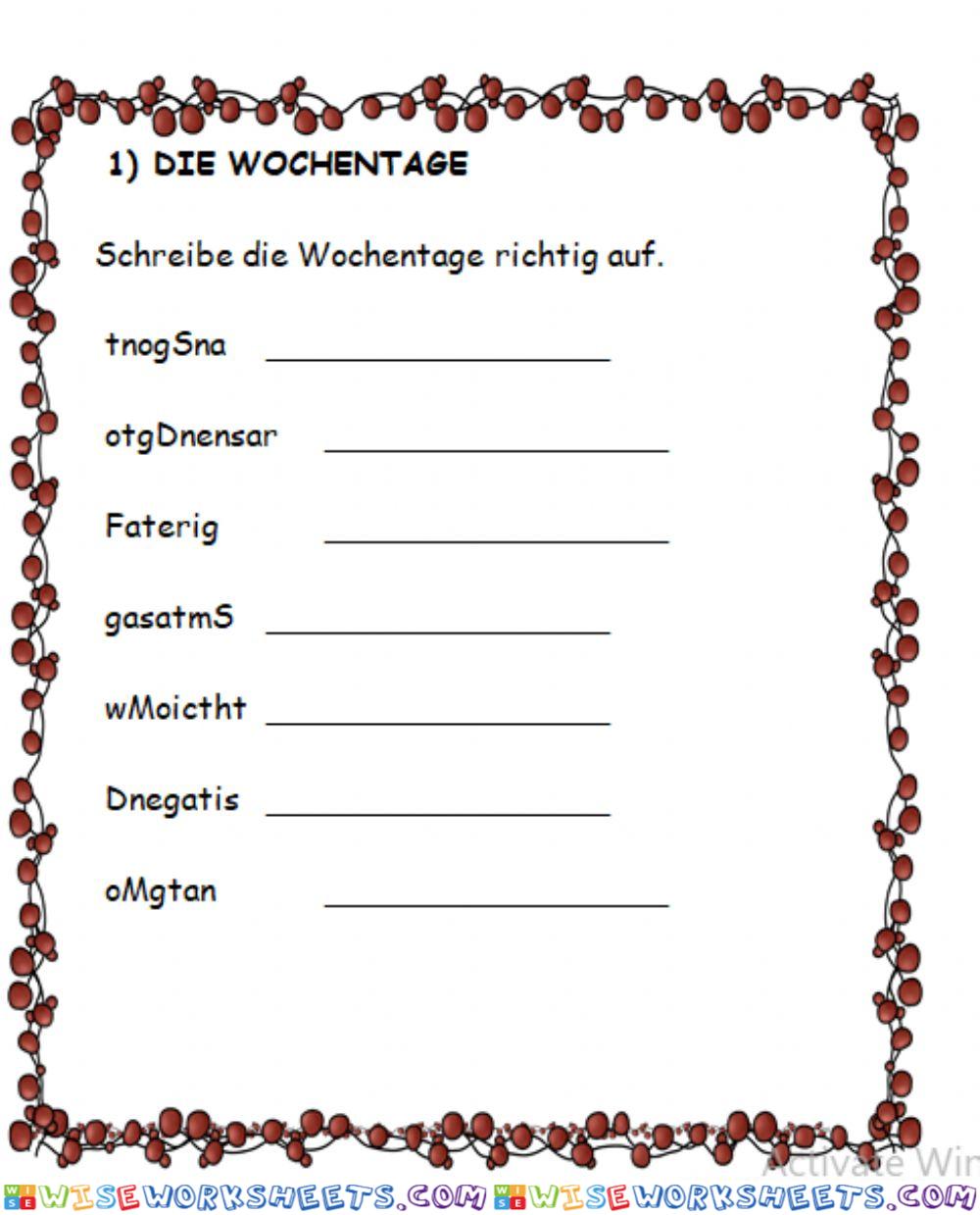 Die Wochentage
