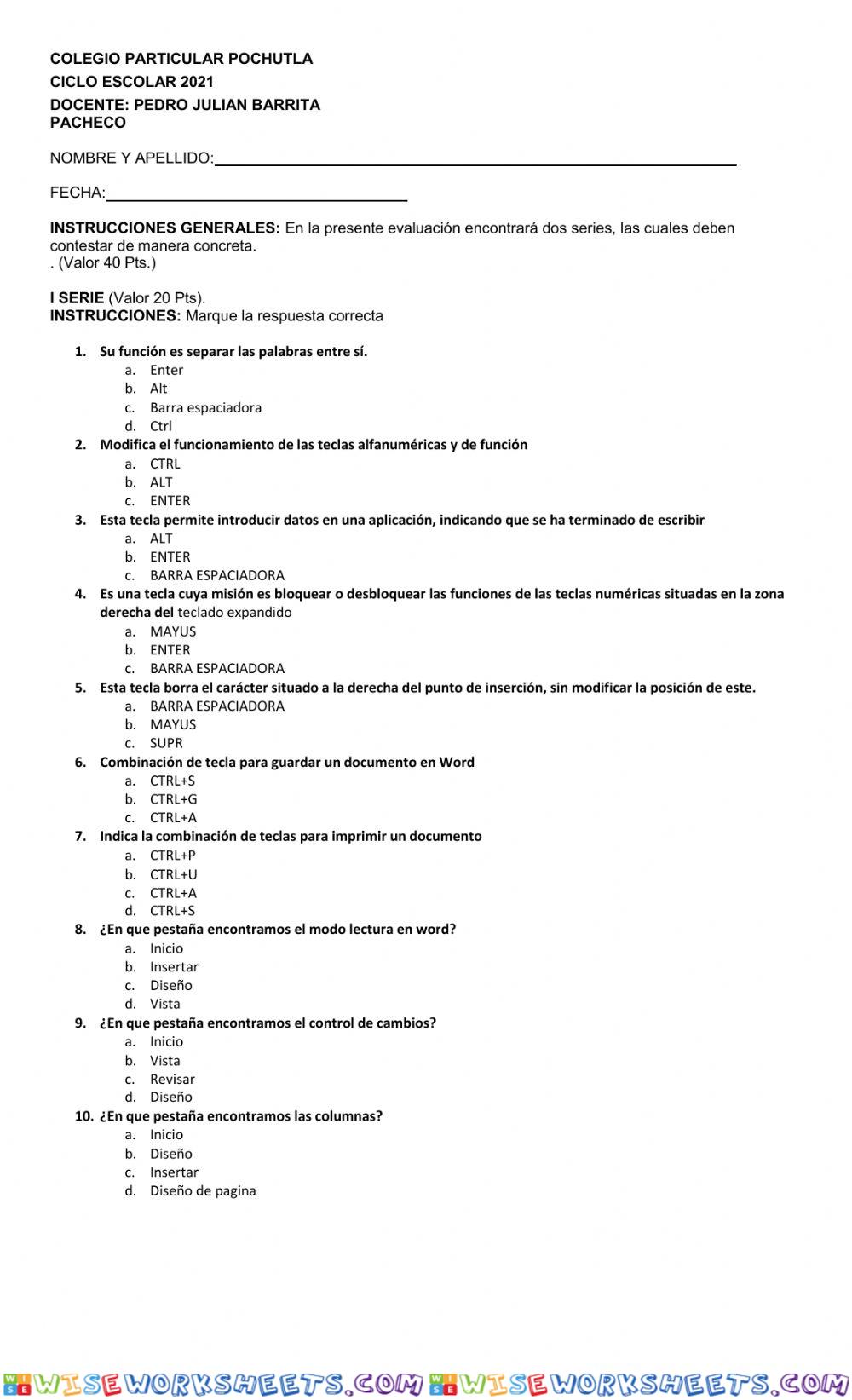 Examen muestra tic