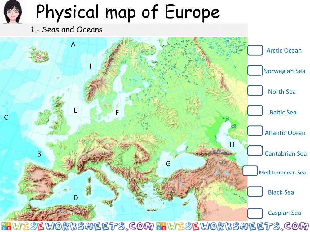 Physical map of Europe