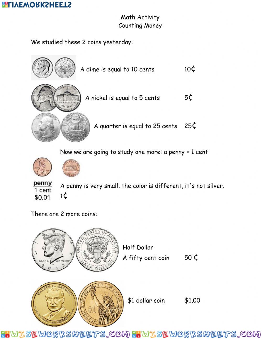 Math penny half dollar coin April 13