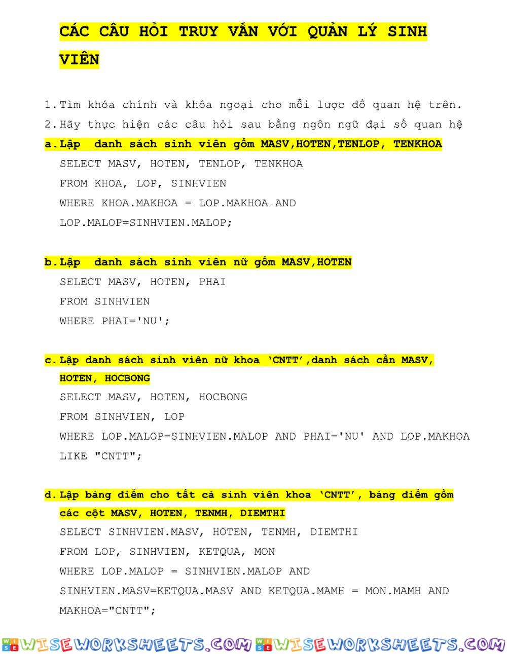 worksheet