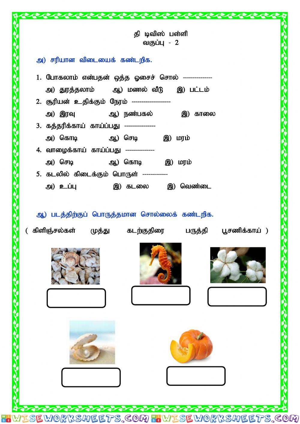 Class 2 work sheet