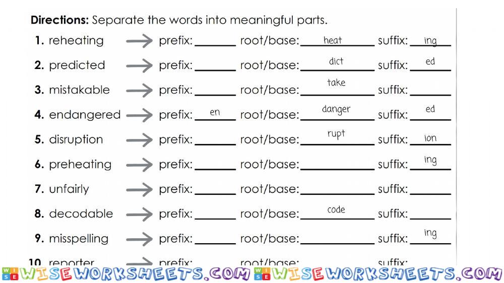 Prefixes and Suffixes