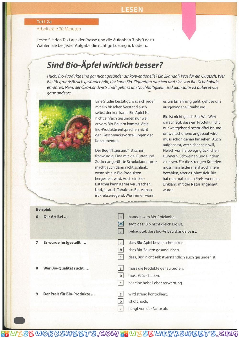 Lesen Teil 2a
