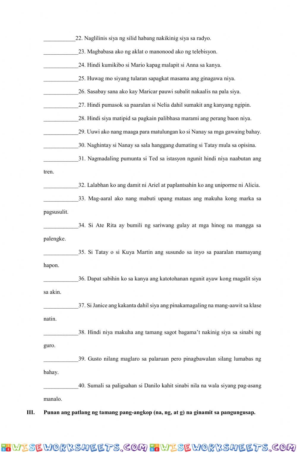 worksheet