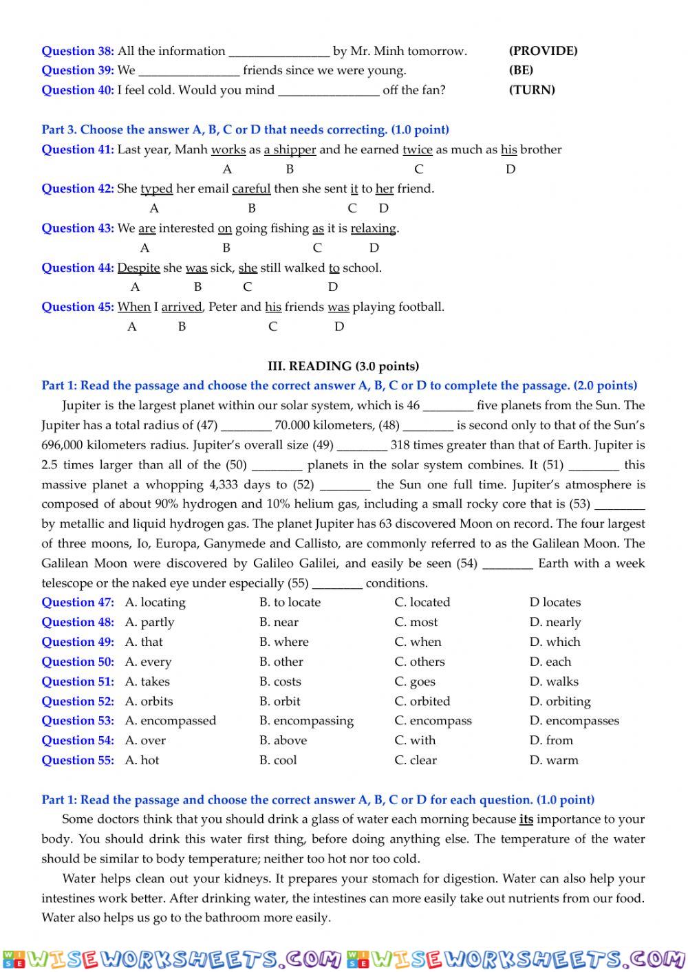 worksheet