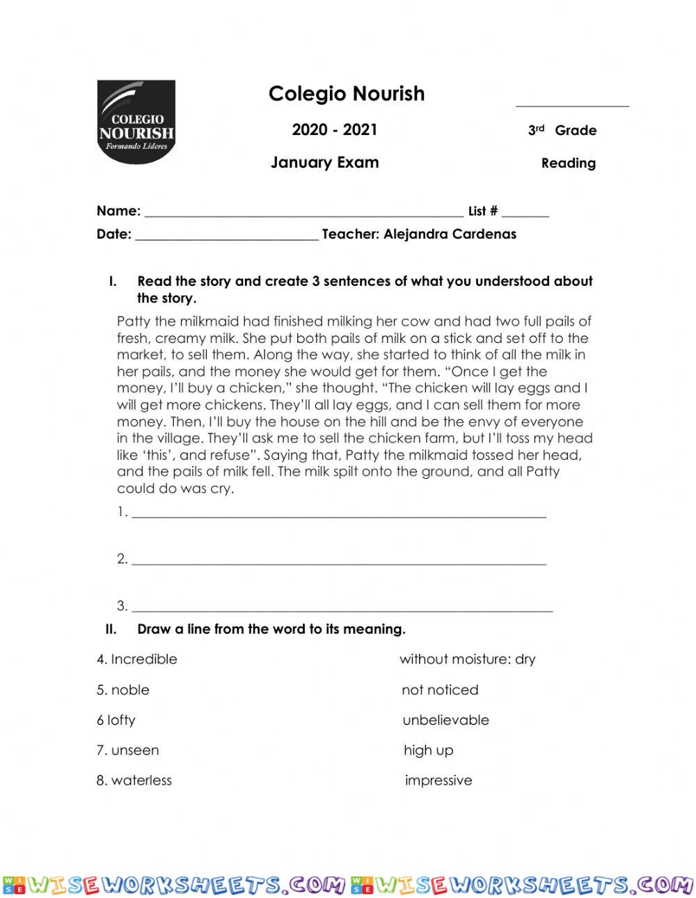 Reading Exam Jan 2021