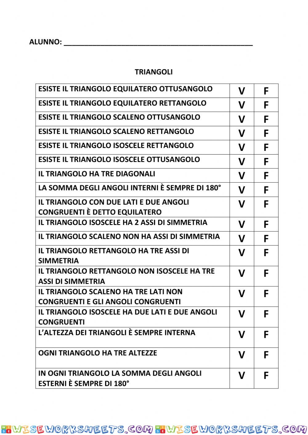 Triangoli:VERO o FALSO?