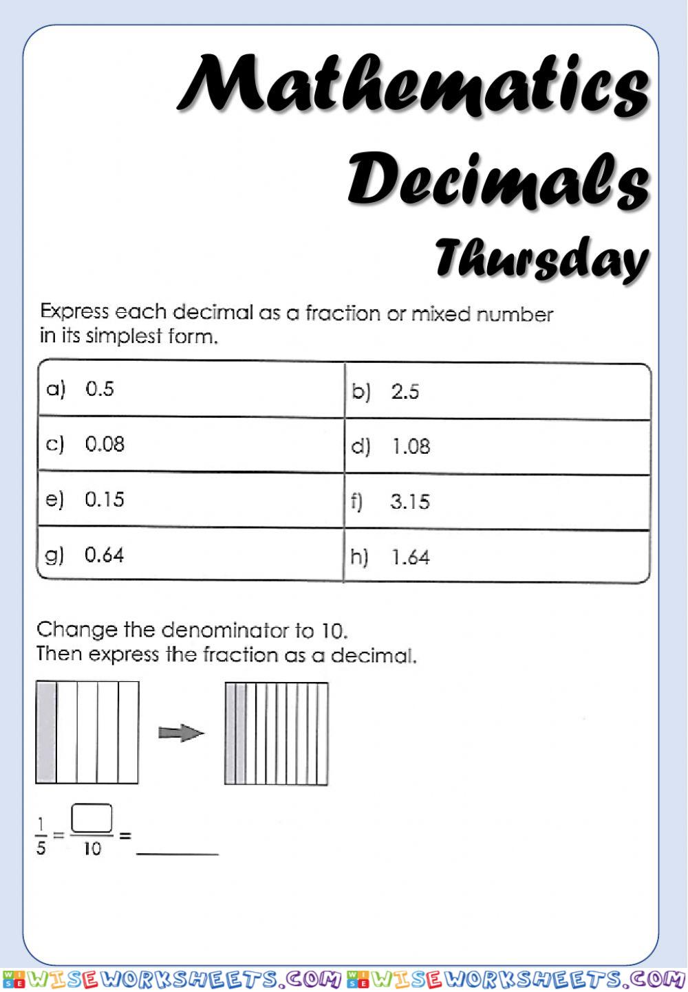Mathematics - 4B - Decimals I