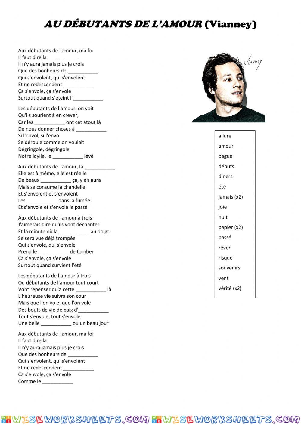CHANSON: Au débutants de l'amour (Vianney)