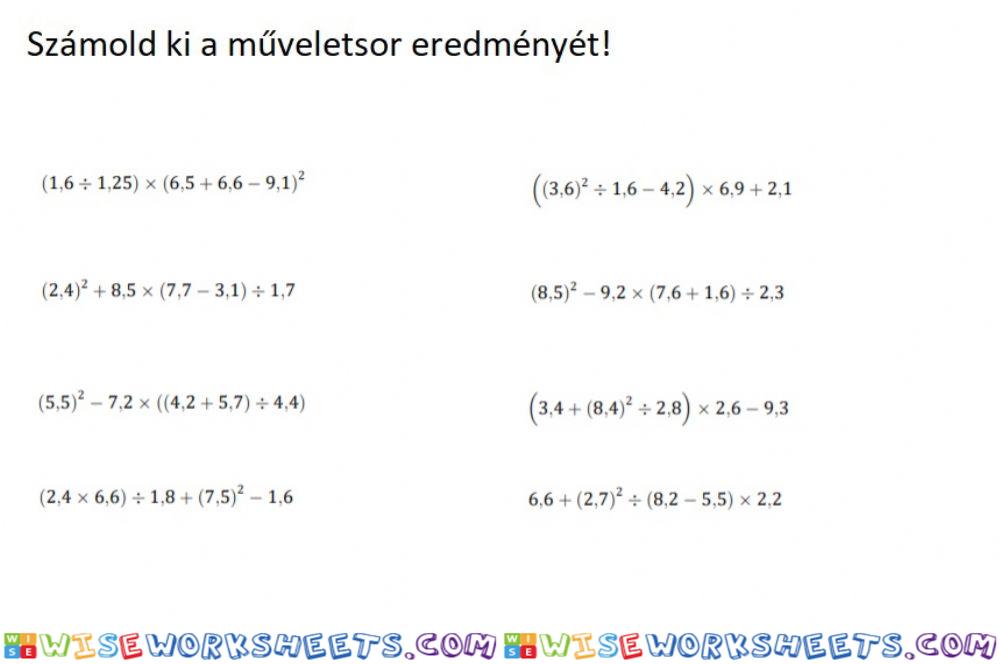 Műveleti sorrend