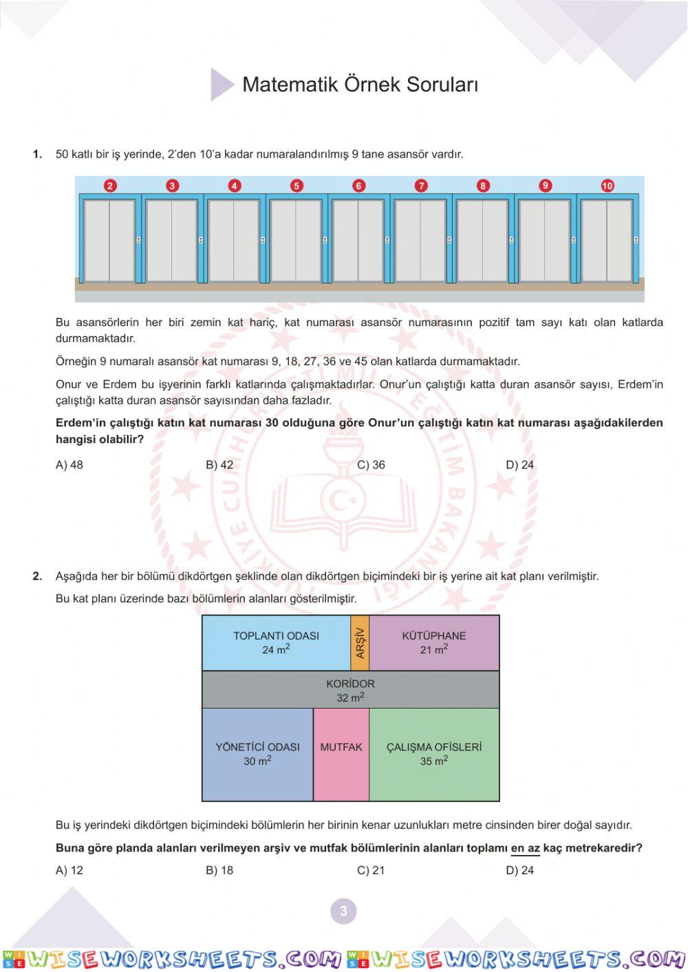 8. Sınıf LGS Aralık Meb Matematik-Fen Soruları