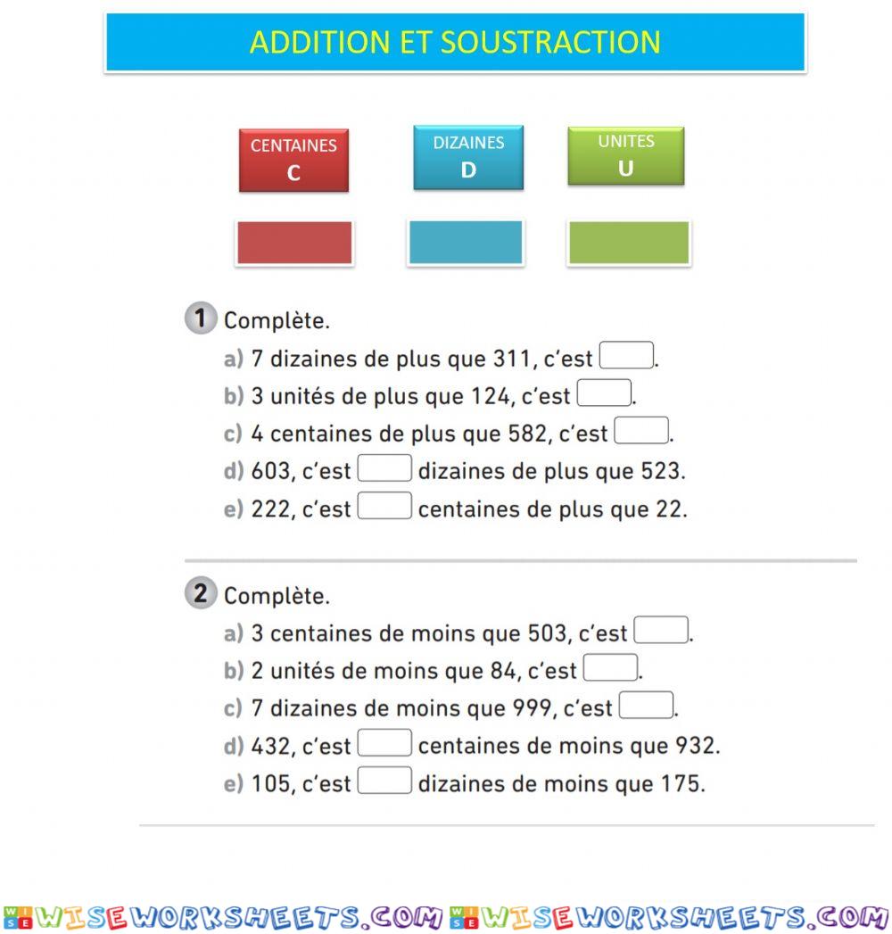 Soustraction additions s11