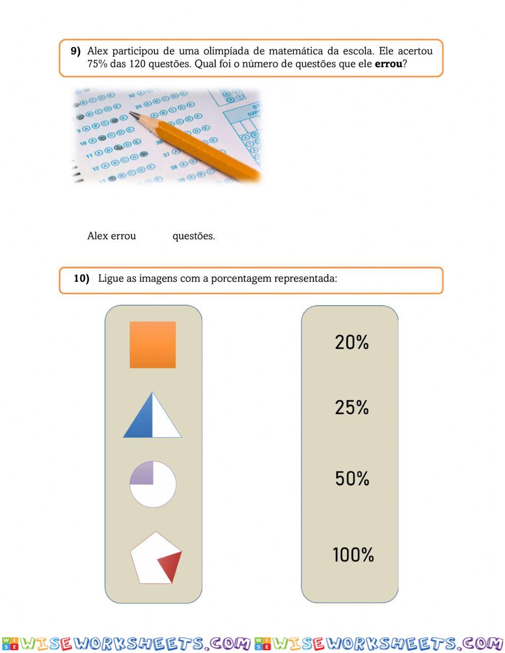 Atividade Avaliativa N Meros Decimais E Porcentagem Worksheet Online Wiseworksheets