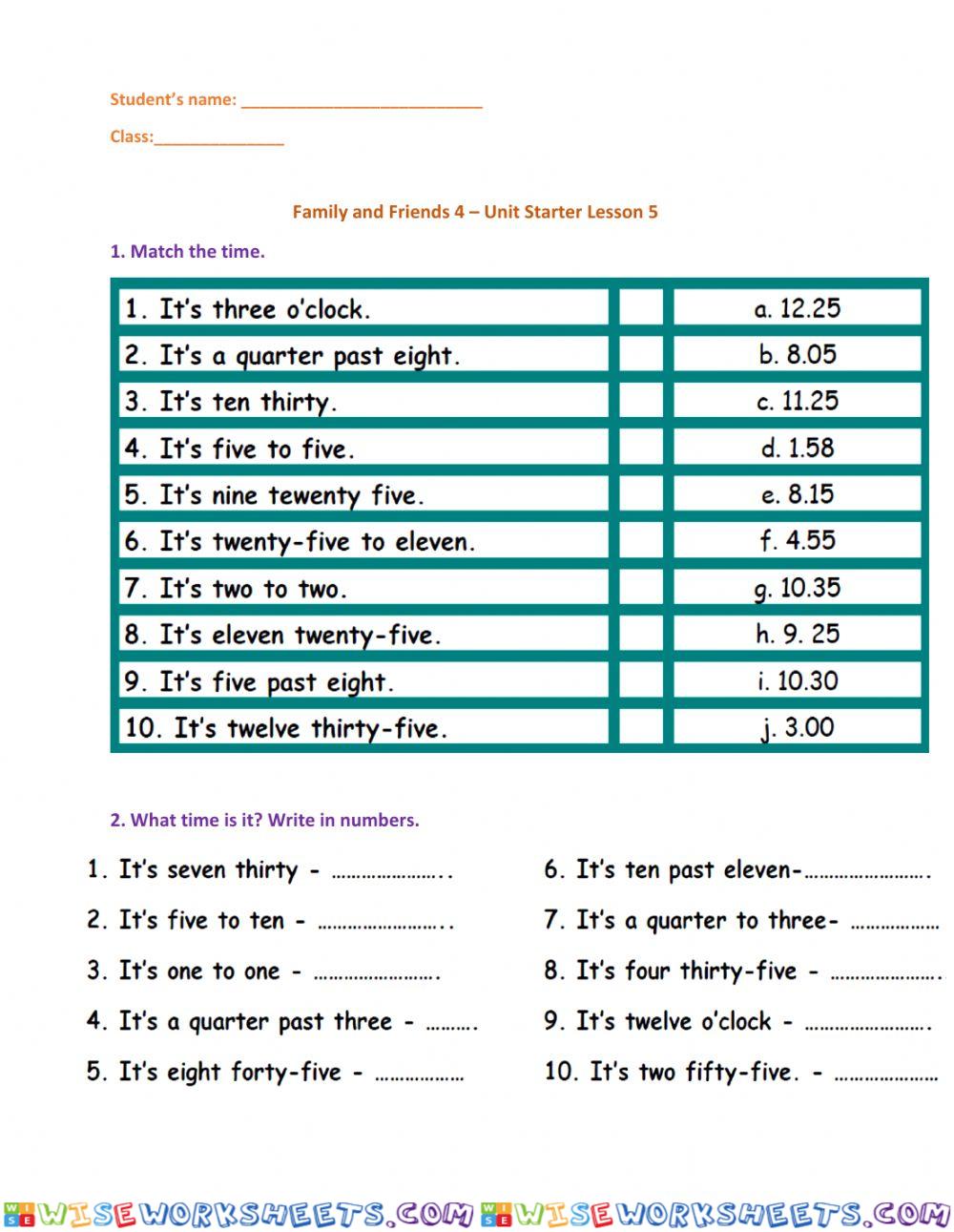 FF4 Unit Starter Lesson 5