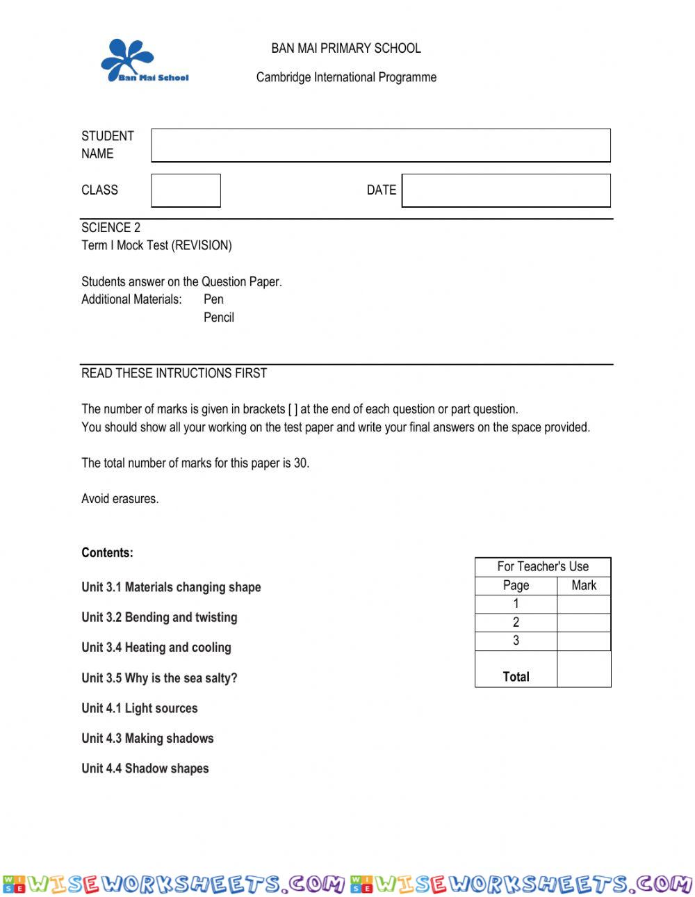 Revision for grade 2