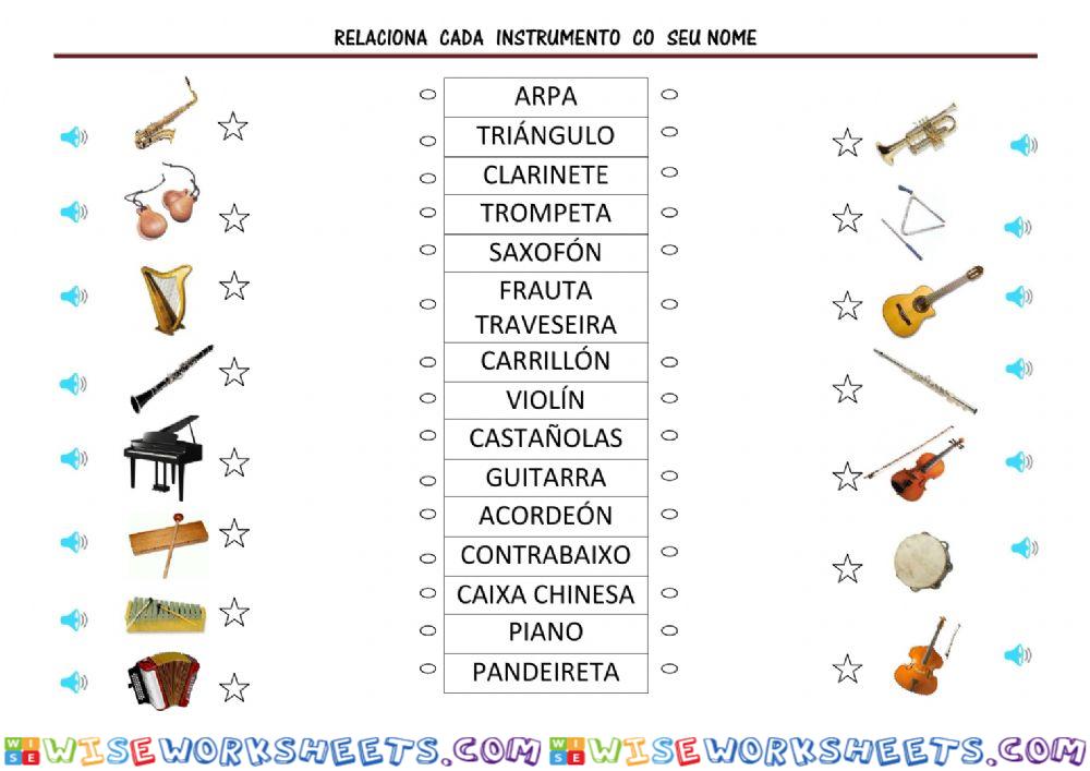 Relaciona os instrumentos co seu nome