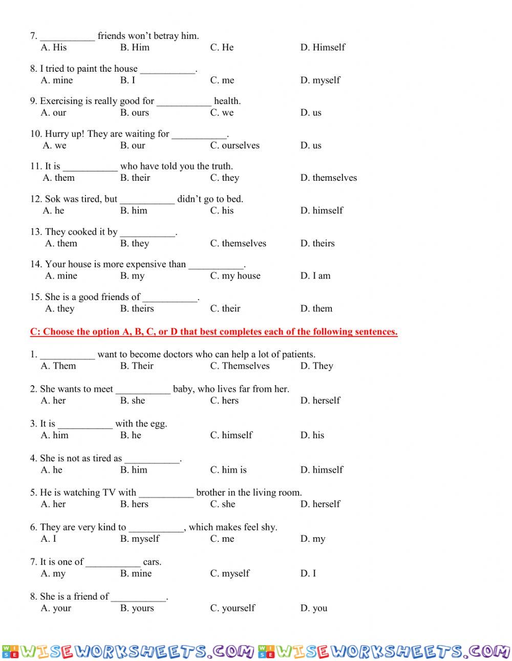 Quiz 10-compound noun, singular noun and plural noun and pronouns