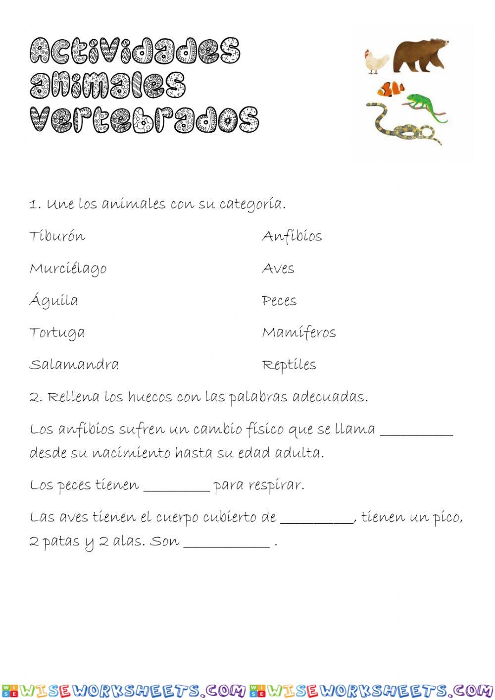 Animales vertebrados